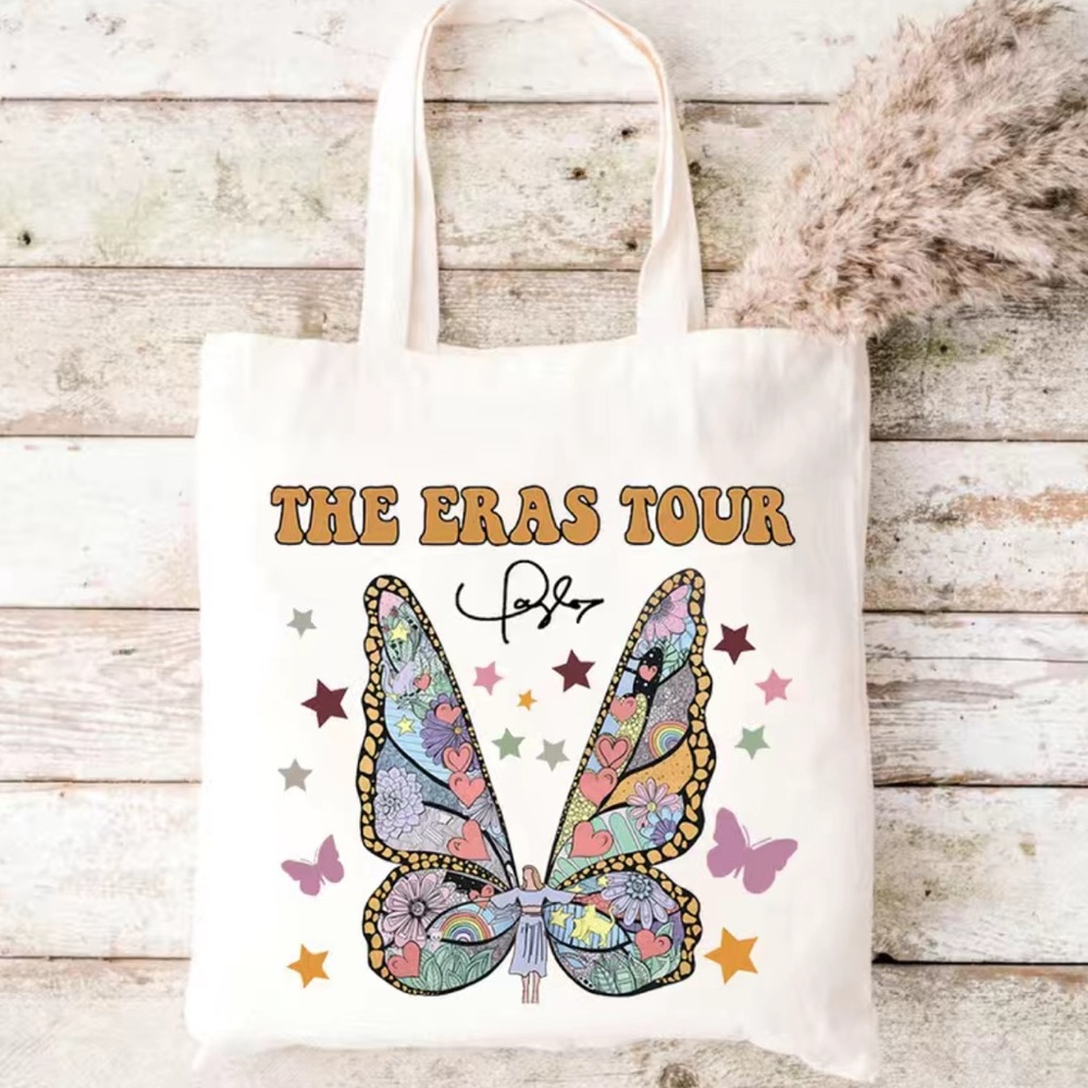 NEW! Taylor Swift Swiftie Canvas Tote Bag Eras Tour Butterfly TS Image Signature